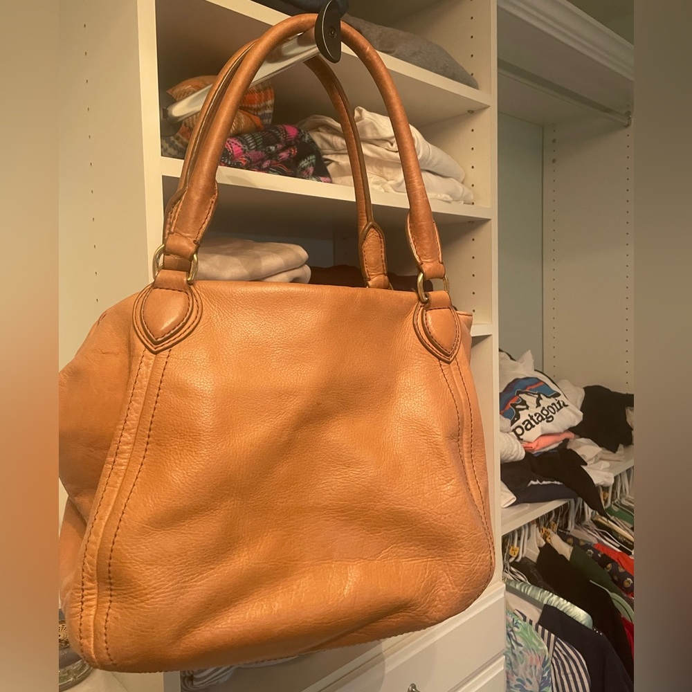 J. Crew Peyton Brown Leather Satchel Hobo Bag - Picture 3 of 10